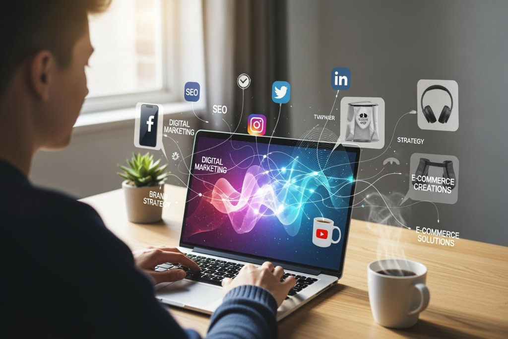 Digital marketing channels including SEO social media and online advertising